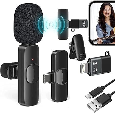 MAGBOT Wireless Collar Mic for Type-C Android Cell Phone,Tablets & iPhone Supported Lavalier Microphone, Noise Reduction Lapel Mike -Shoots,Youtubers, Video Recording,Facebook,Live Stream